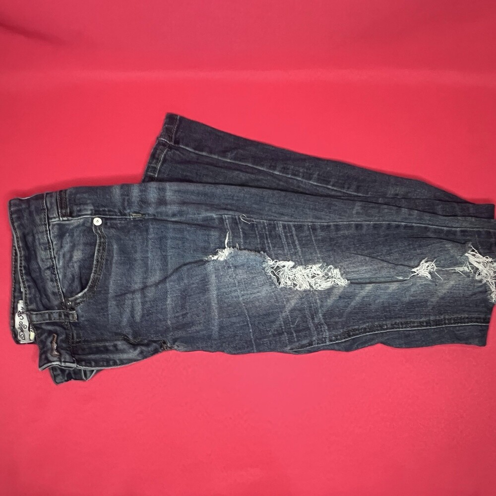 Indigo Rein Anklet Distressed Skinny Jeans Size 7 Medium Wash Stretch Denim